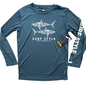 Gulf Shores Surf Style Performance Youth Boys Long Sleeve Size L 14-16 UPF +50